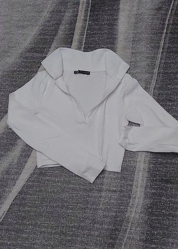 Beyaz Uzun Kollu Mini Sweatshirt - Görsel 2