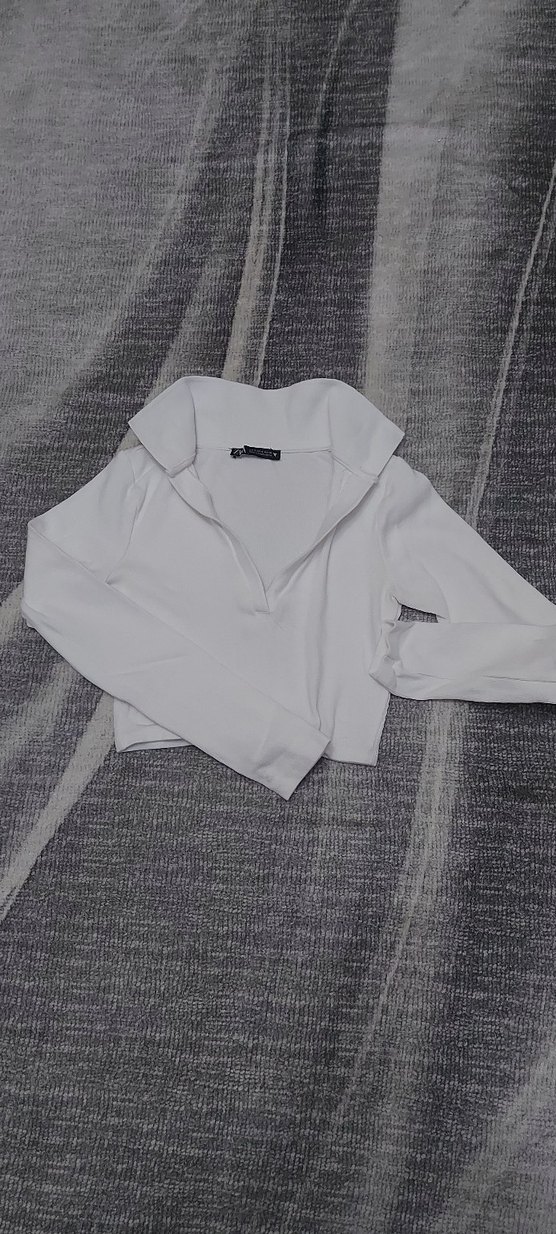 Beyaz Uzun Kollu Mini Sweatshirt - Görsel 2