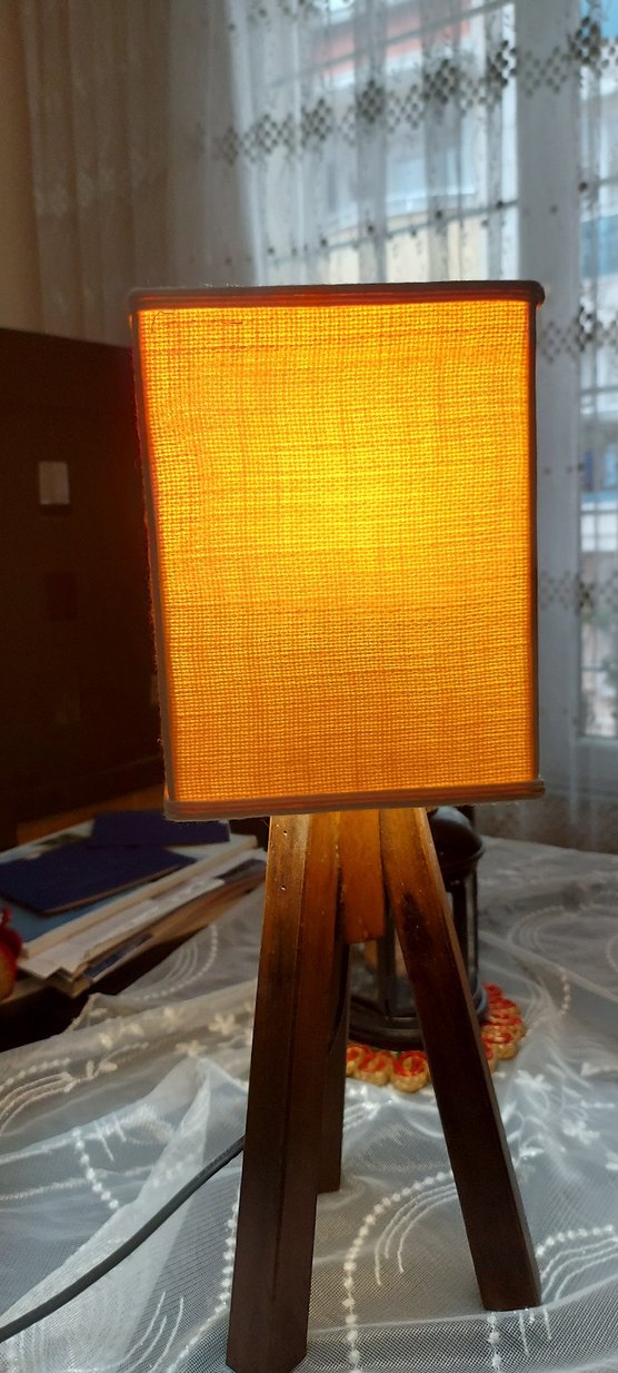 Bej Kumaş Abajur Lambası - Görsel 2