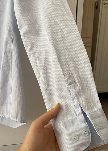 36 Beden Koton | Düğmeli Açık Mavi Kadın Gömlek (36, S)