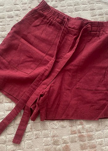 xs Beden Koton | Bordo Keten Mini Şort (XS, 34)