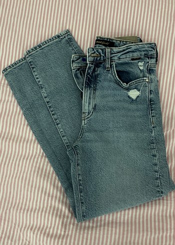 Kadın Mavi Bol Kesim Kot Pantolon - Görsel 6