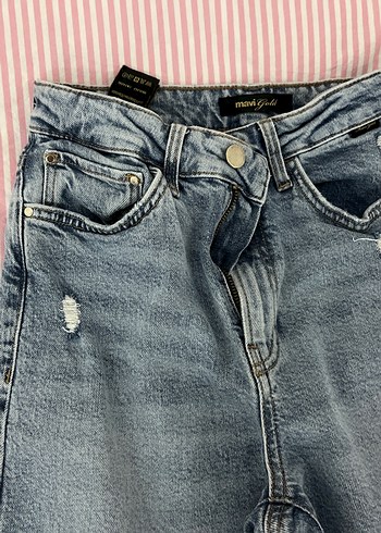 Kadın Mavi Bol Kesim Kot Pantolon - Görsel 5