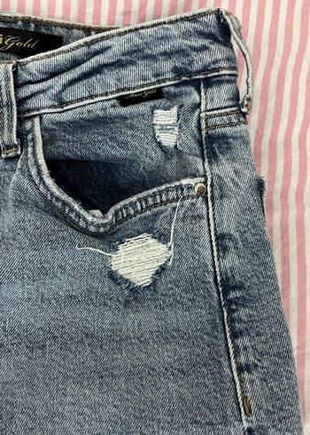 Kadın Mavi Bol Kesim Kot Pantolon - Görsel 4