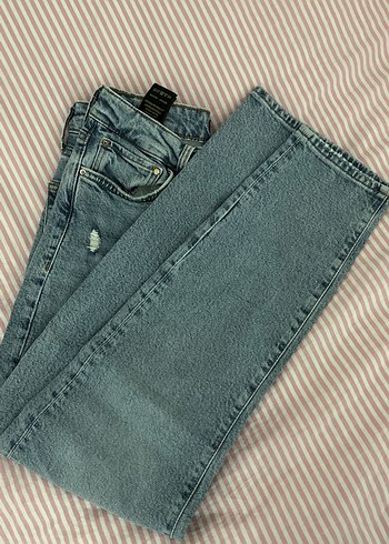 Kadın Mavi Bol Kesim Kot Pantolon - Görsel 7