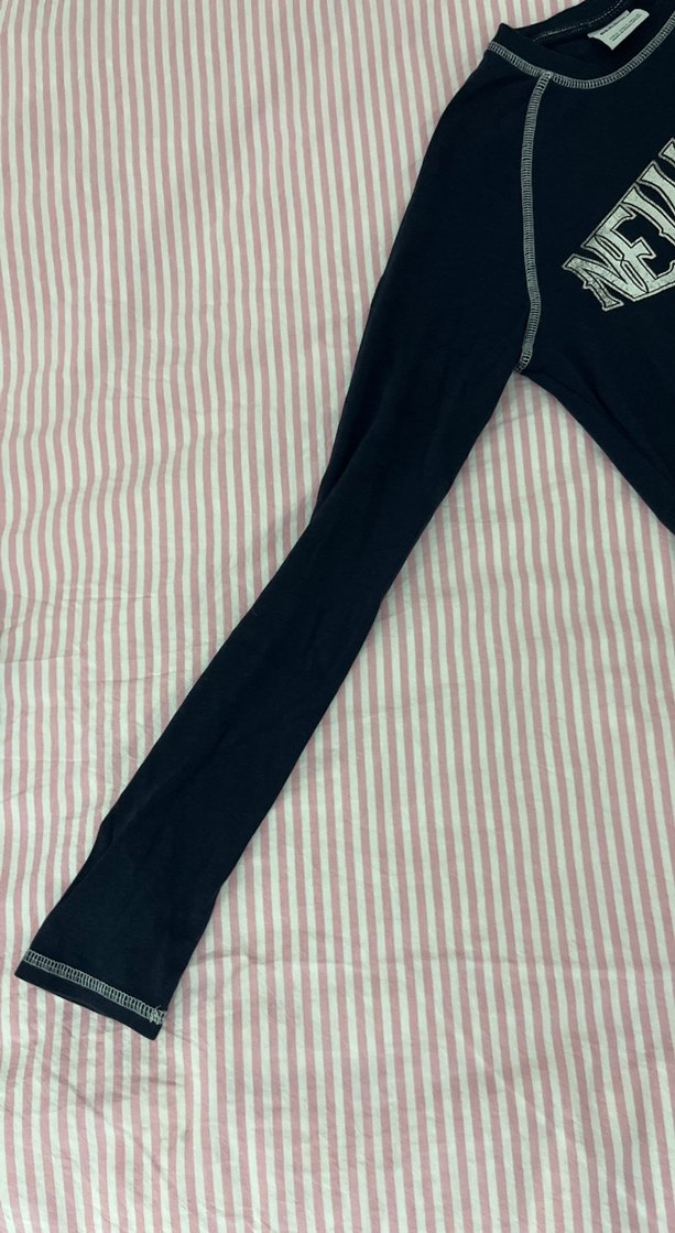 Siyah Uzun Kollu Baskılı Tişört - Görsel 3