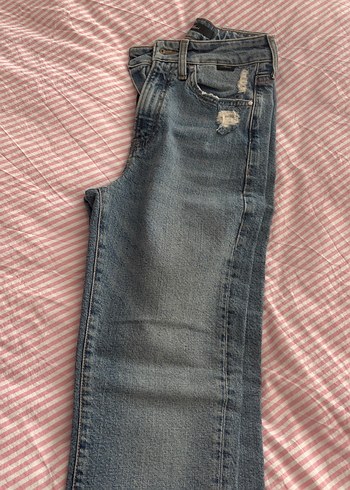 Kadın Mavi Kot Pantolon Kemer Detaylı - Görsel 7