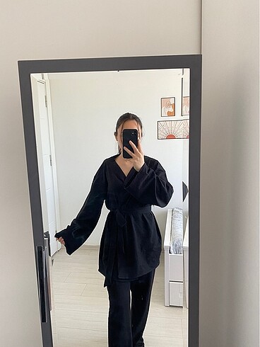 universal Beden Siyah kimono takım
