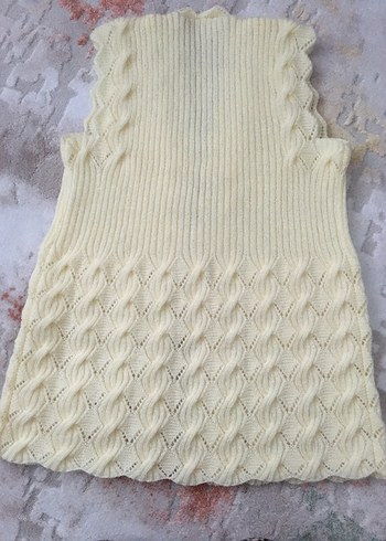 Beyaz Örgü Bohem Kadın Yelek - Görsel 2