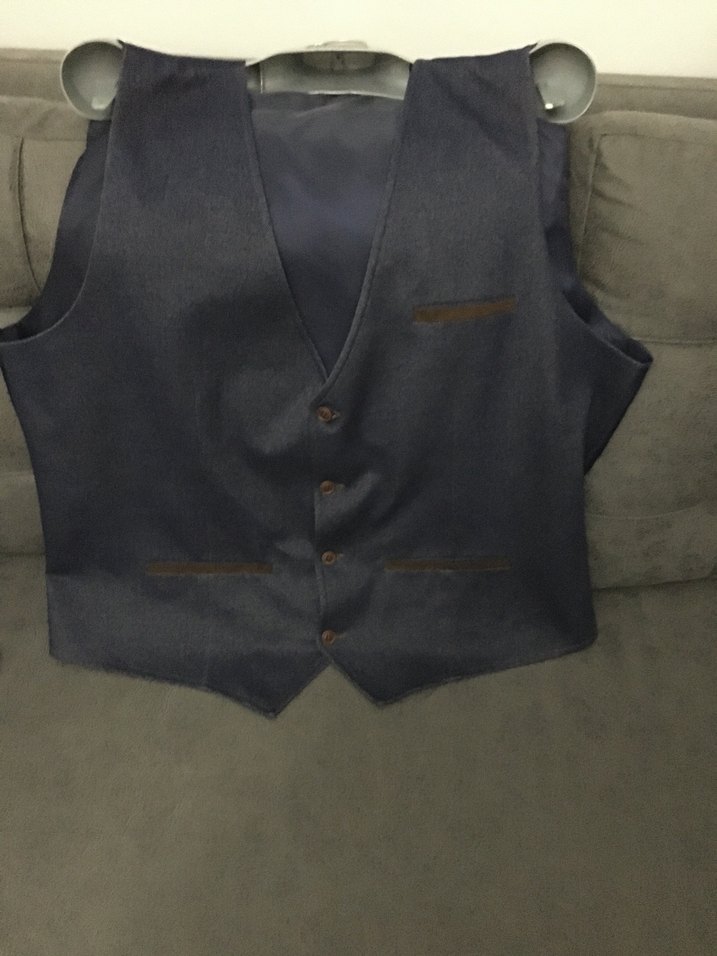 Erkek Koyu Mavi Denim Düğmeli Yelek - Görsel 2