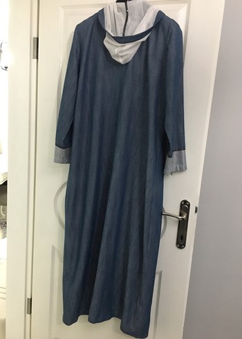 Gri Uzun Denim Kadın Pardösü Zen den alınmıştır - Görsel 2