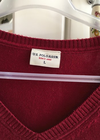 U.S Polo Assn. Bordo V Yaka Uzun Kollu Triko Kazak