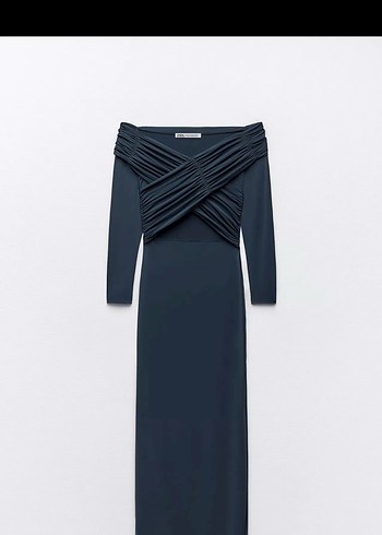 ZARA UZUN KOLLU DRAPELİ Elbise