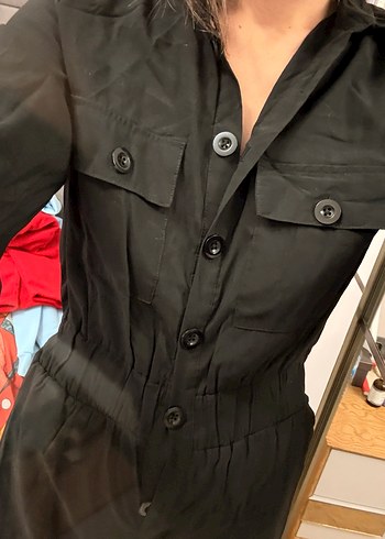 Düğmeli Kadın Tulum - Görsel 2