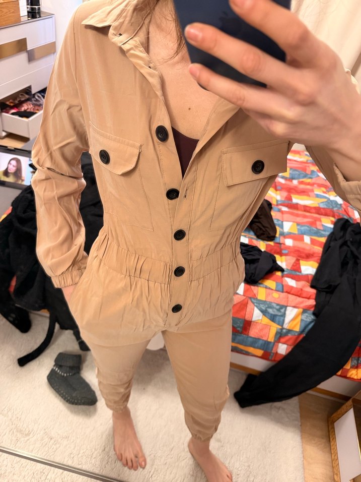 Düğmeli Kadın Tulum - Görsel 4