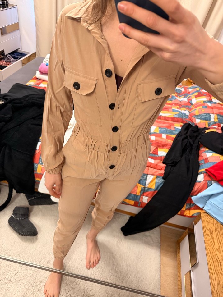 Düğmeli Kadın Tulum - Görsel 3