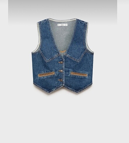 Mango koyu denim kadın yelek