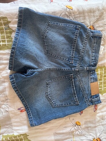 xs Beden mavi Renk Kıvrık paça denim mom şort