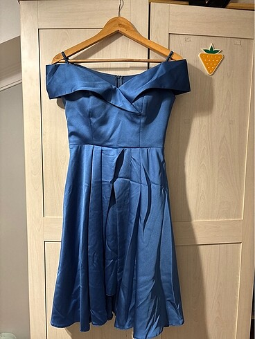 JOVIAN Kadın omzu düşük kısa abiye elbise parlament mavisi - Görsel 3