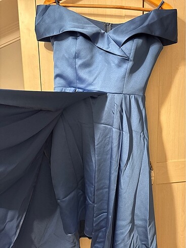 JOVIAN Kadın omzu düşük kısa abiye elbise parlament mavisi - Görsel 4