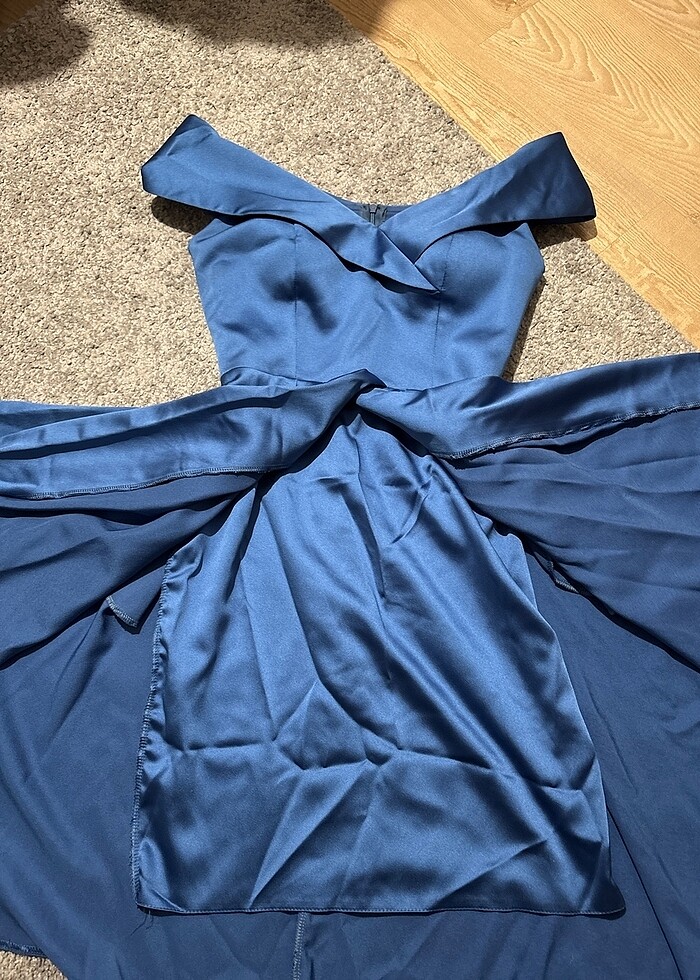 JOVIAN Kadın omzu düşük kısa abiye elbise parlament mavisi - Görsel 2