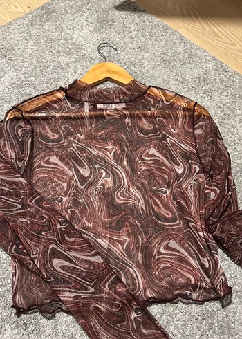 Koton Kadın bordo desenli transparan bluz