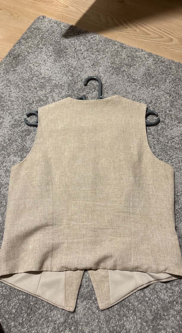 Kadın Bej Keten Düğmeli Yelek - Görsel 2