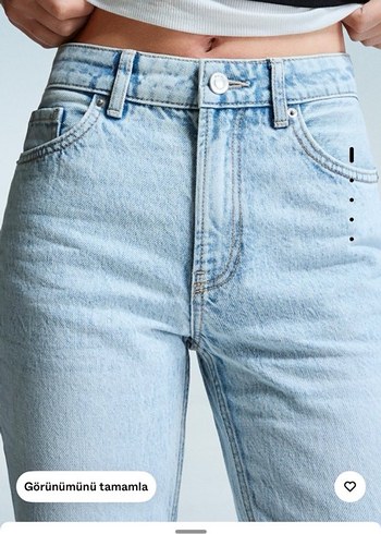 bershka straight Gri Düz Paça Kadın Jean - Görsel 4
