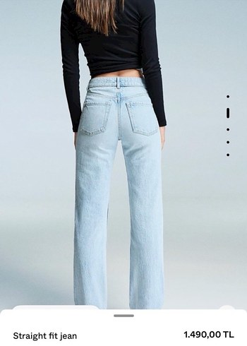 bershka straight Gri Düz Paça Kadın Jean - Görsel 2
