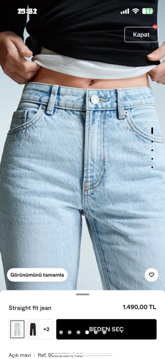 bershka straight Gri Düz Paça Kadın Jean - Görsel 4