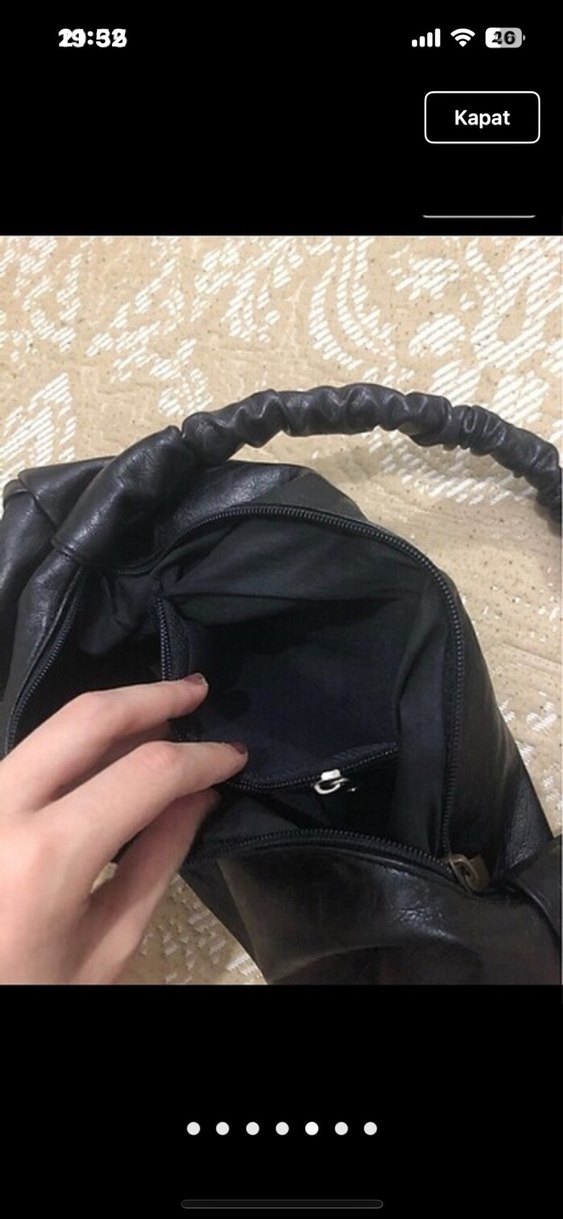 Siyah Deri Minimalist Kadın Çanta - Görsel 5