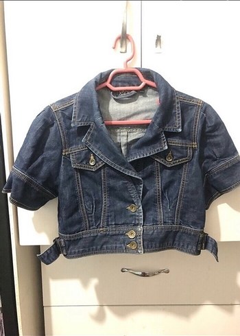 Gri Tie-Dye Transparan Kısa Kollu Denim Ceket - Görsel 3