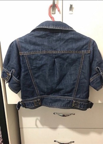 Gri Tie-Dye Transparan Kısa Kollu Denim Ceket - Görsel 4