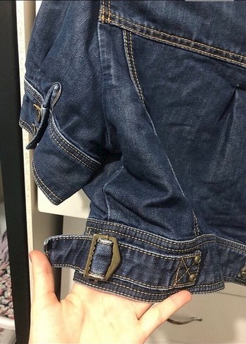 Gri Tie-Dye Transparan Kısa Kollu Denim Ceket - Görsel 5