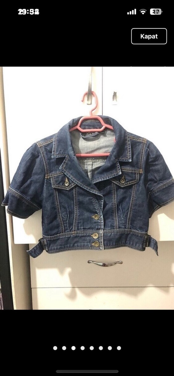 Gri Tie-Dye Transparan Kısa Kollu Denim Ceket - Görsel 3