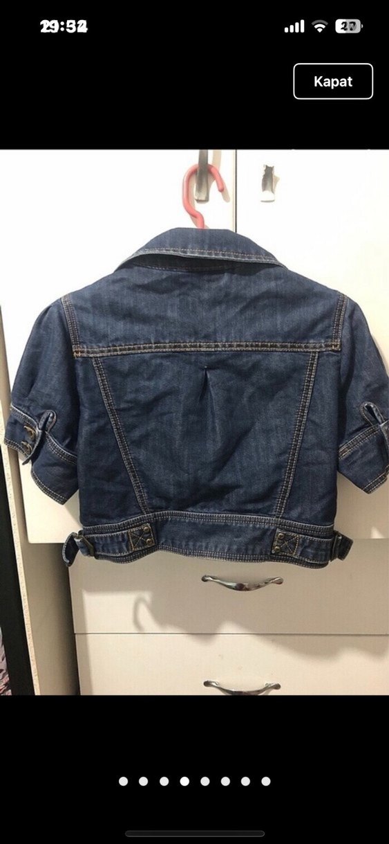 Gri Tie-Dye Transparan Kısa Kollu Denim Ceket - Görsel 4