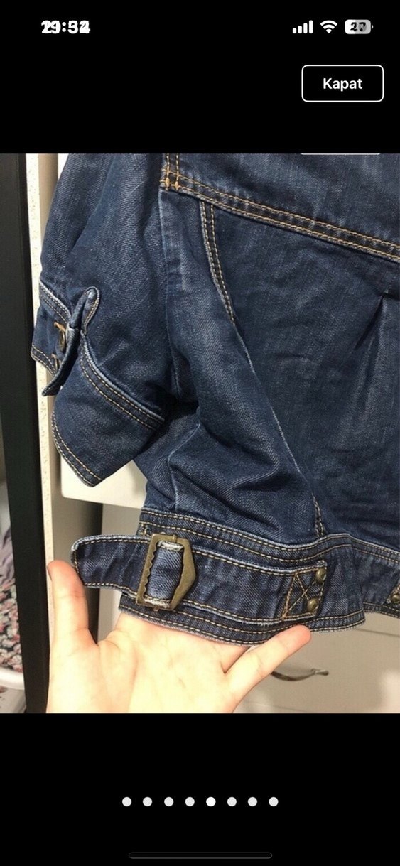 Gri Tie-Dye Transparan Kısa Kollu Denim Ceket - Görsel 5