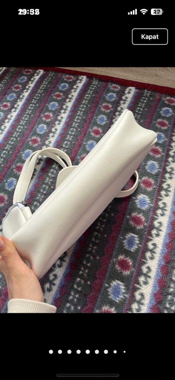 Beyaz Tokalı Kadın Omuz Çantası - Görsel 5