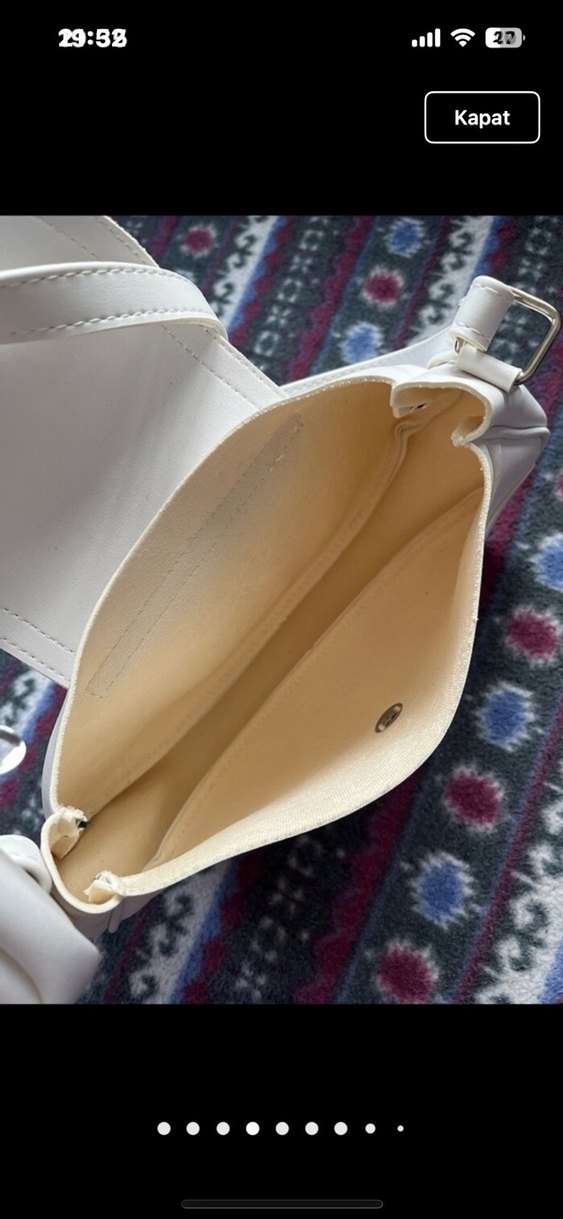 Beyaz Tokalı Kadın Omuz Çantası - Görsel 4