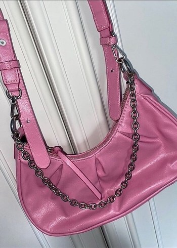 mango marka Tokalı Pembe Street Wear Kadın Çanta - Görsel 5