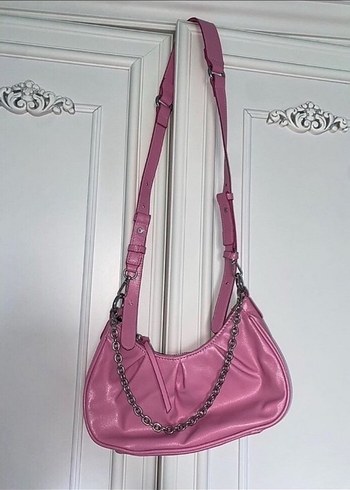 mango marka Tokalı Pembe Street Wear Kadın Çanta - Görsel 4