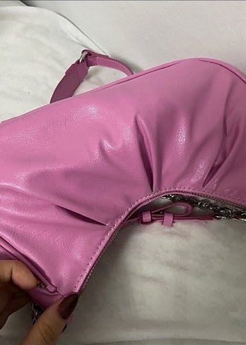 mango marka Tokalı Pembe Street Wear Kadın Çanta - Görsel 8