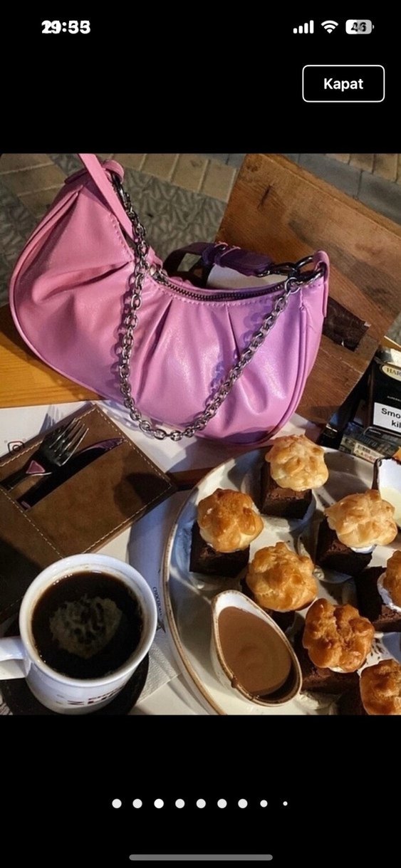 mango marka Tokalı Pembe Street Wear Kadın Çanta - Görsel 3
