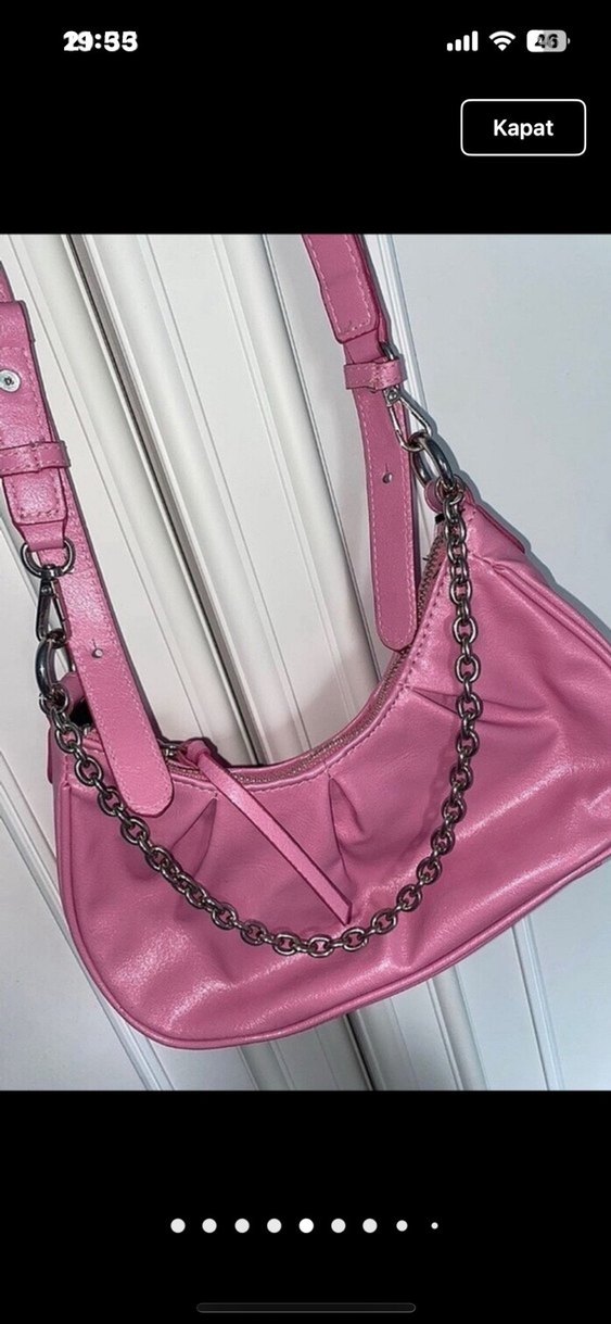mango marka Tokalı Pembe Street Wear Kadın Çanta - Görsel 5