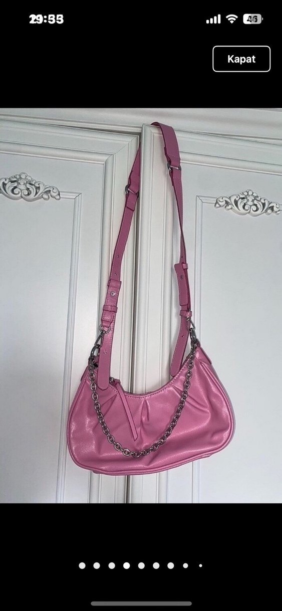 mango marka Tokalı Pembe Street Wear Kadın Çanta - Görsel 4
