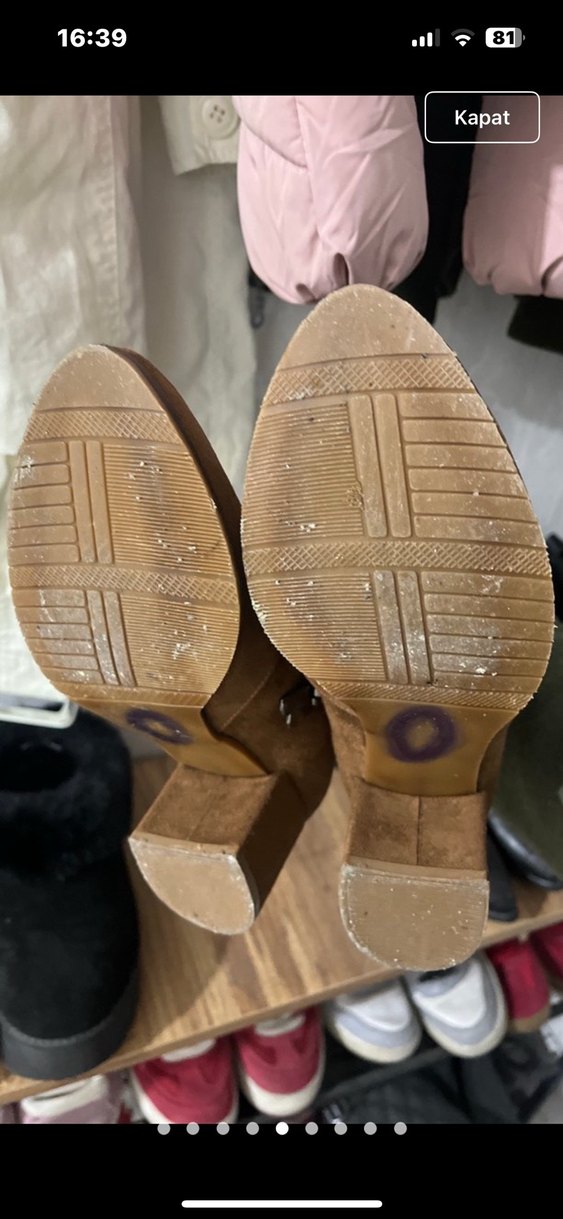 Yildiz desenli topuklu Kahverengi Süet Nakışlı Kadın Topuklu Bot - Görsel 5