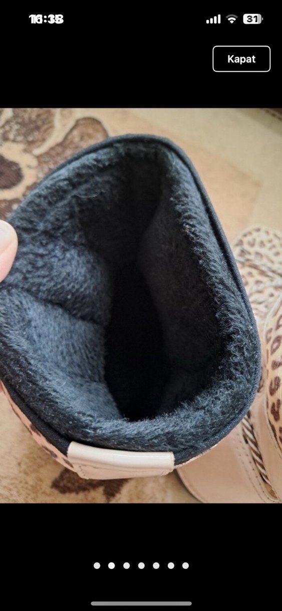 Kar Botu Leopar Desenli Tüylü Kadın Dolgu Topuk Bot - Görsel 2