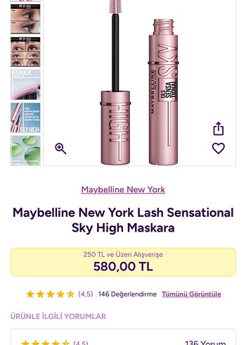 maybelline sky high maskara far paletMakyaj Seti ve Kirpik Kıvır - Görsel 8