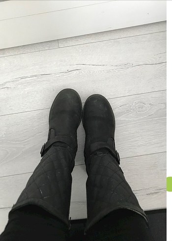 kadın uzun bot çizme Siyah Tokalı Biker Bot - Görsel 13