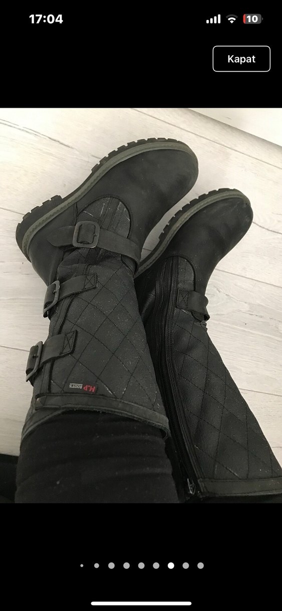 kadın uzun bot çizme Siyah Tokalı Biker Bot - Görsel 2